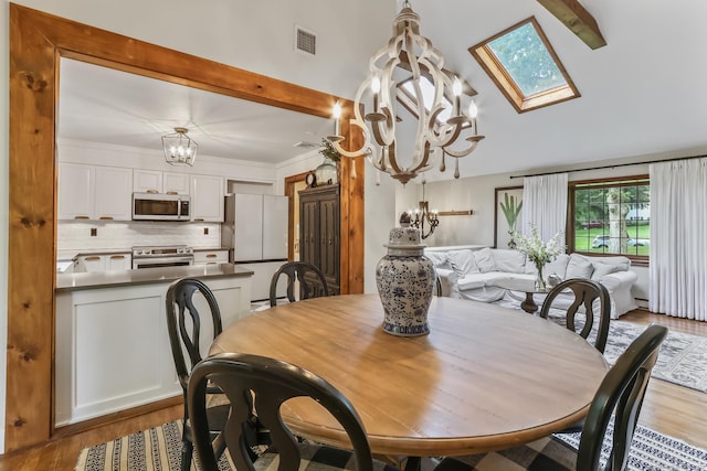 16 Pond Crest Rd, Danbury, CT 06811 - dining area with a chandelier, wood finished floors, and a skylight