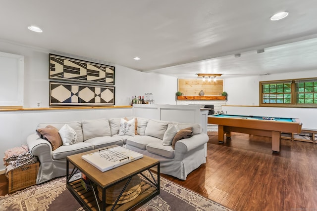 16 Pond Crest Rd, Danbury, CT 06811 - living room with wood finished floors, bar area, billiards, and recessed lighting