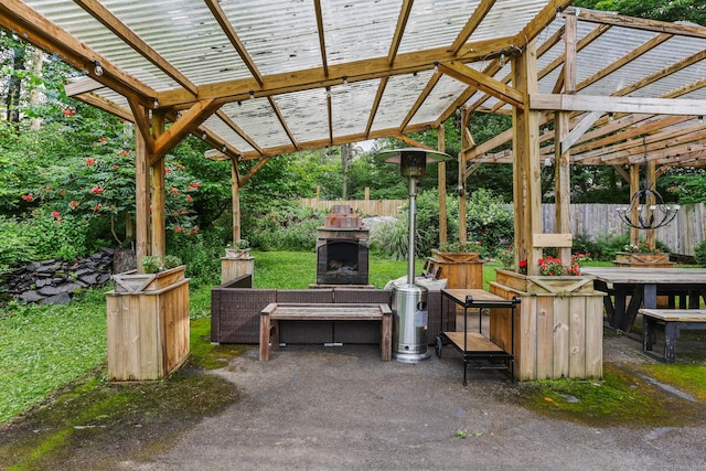 16 Pond Crest Rd, Danbury, CT 06811 - view of patio with an outdoor stone fireplace and a pergola