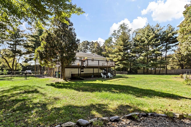 420 Newcomb Rd, North Kingston, Rhode Island, RI 02852 - fenced backyard with stairs and a deck