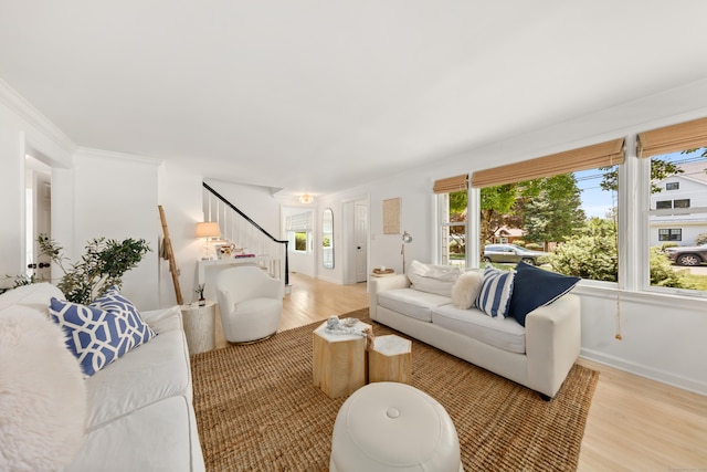 33 Ridgeley St, Darien, CT 06820 - living area featuring light wood-type flooring and stairs