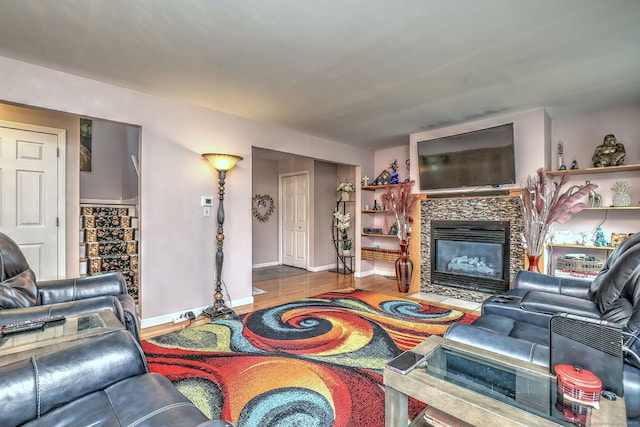 68 Benjamin Rd, East Haven, CT 06513 - living area featuring wood finished floors and a fireplace