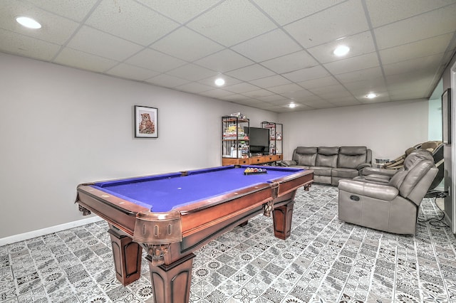 68 Benjamin Rd, East Haven, CT 06513 - recreation room with billiards table, recessed lighting, and a paneled ceiling