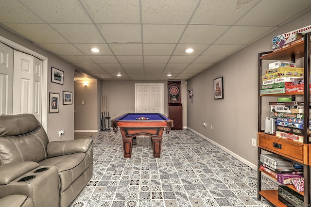 68 Benjamin Rd, East Haven, CT 06513 - game room with recessed lighting, billiards, and a paneled ceiling