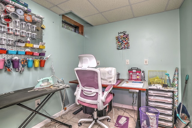 68 Benjamin Rd, East Haven, CT 06513 - tiled office featuring a drop ceiling and baseboards
