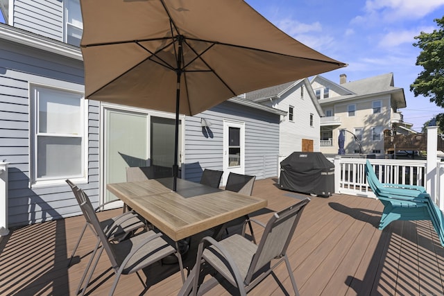 1176 Ocean Ave, New London, CT 06320 - wooden terrace featuring a grill and outdoor dining space