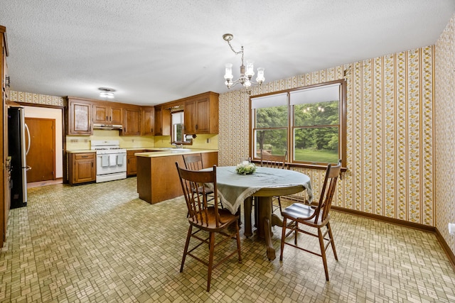 229 Flanders Rd, Southington, CT 06489 - dining area featuring wallpapered walls, a chandelier, and a textured ceiling