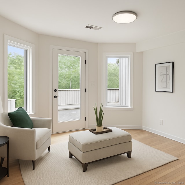 765 Durham Rd, Guilford, CT 06437 - sitting room featuring plenty of natural light and light wood-style floors