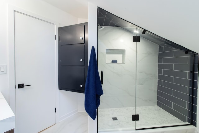 765 Durham Rd, Guilford, CT 06437 - full bath featuring a marble finish shower and marble finish floors