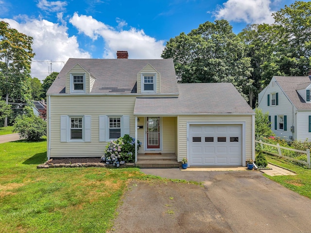 18 Lynde St, Old Saybrook, CT 06475 - cape cod-style house featuring a garage, driveway, and a chimney