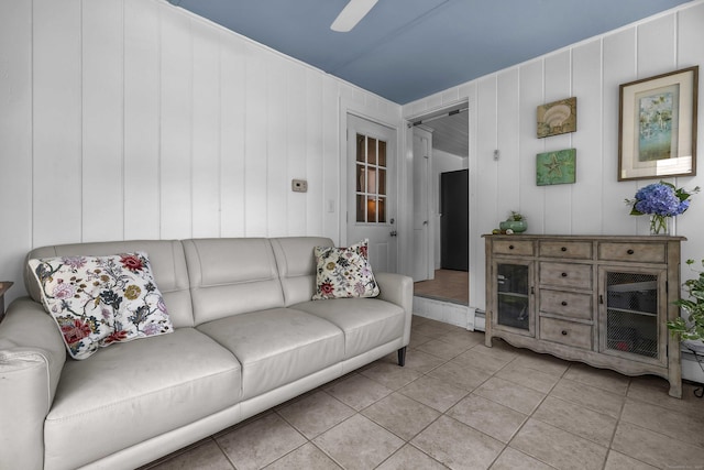 18 Lynde St, Old Saybrook, CT 06475 - living area with light tile patterned floors and ceiling fan