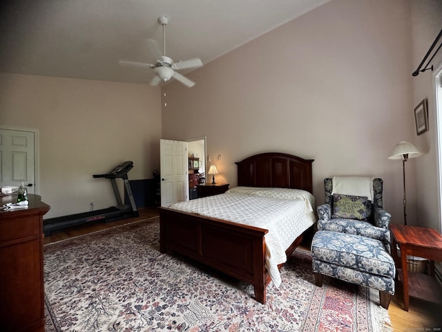 4 Skylark Ln Unit 4, Killingly, CT 06239 - bedroom featuring wood finished floors, high vaulted ceiling, and ceiling fan
