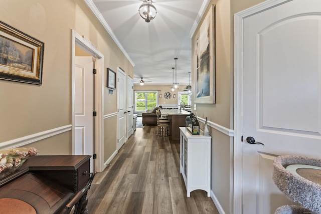 32 Mockingbird Dr Unit 32, Killingly, CT 06239 - hall featuring dark wood finished floors and crown molding