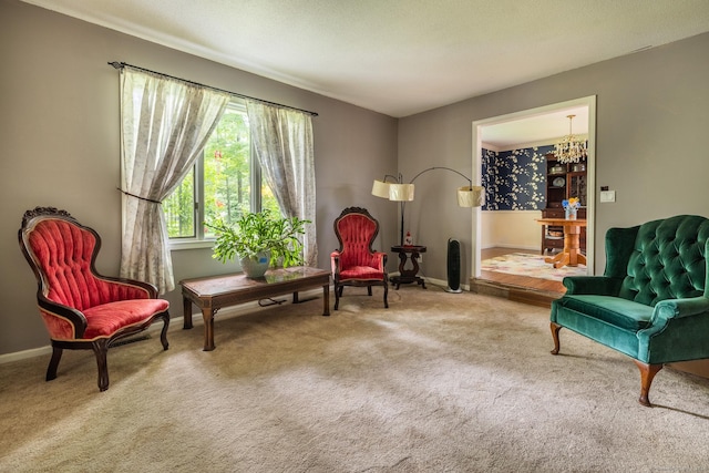 93 Kettletown Woods Rd, Southbury, CT 06488 - living area with carpet flooring and a chandelier