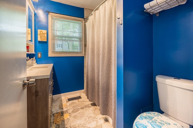 93 Kettletown Woods Rd, Southbury, CT 06488 - bathroom featuring marble finish floors, vanity, and a shower with shower curtain