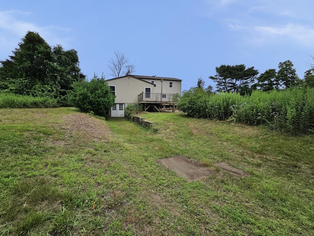 947 Ekonk Hill Rd, Voluntown, CT 06384 - view of green lawn featuring a wooden deck