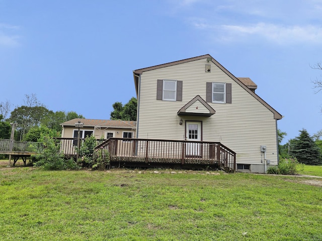 947 Ekonk Hill Rd, Voluntown, CT 06384 - rear view of house featuring a deck and a yard