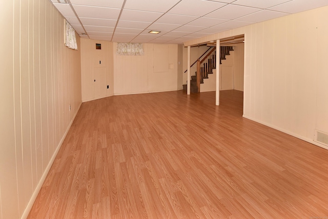20 Tumble Brook Rd, Rocky Hill, CT 06067 - finished basement featuring stairway, light wood-style floors, and a paneled ceiling
