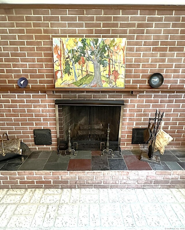 51 Westridge Dr, Avon, CT 06001 - detailed view of a brick fireplace
