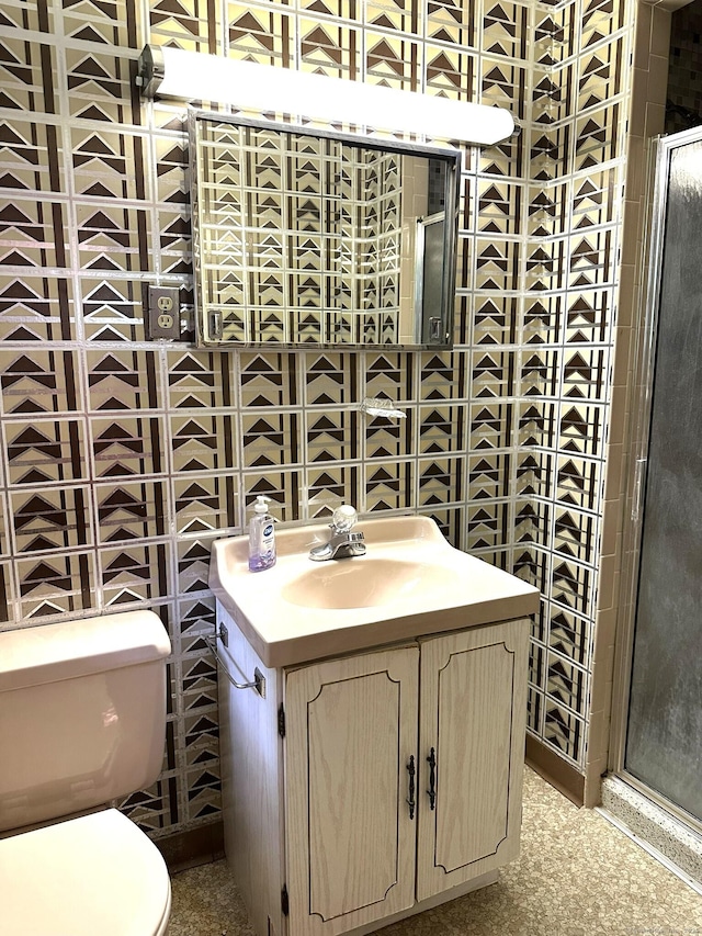 51 Westridge Dr, Avon, CT 06001 - full bath featuring vanity, a stall shower, and tile walls