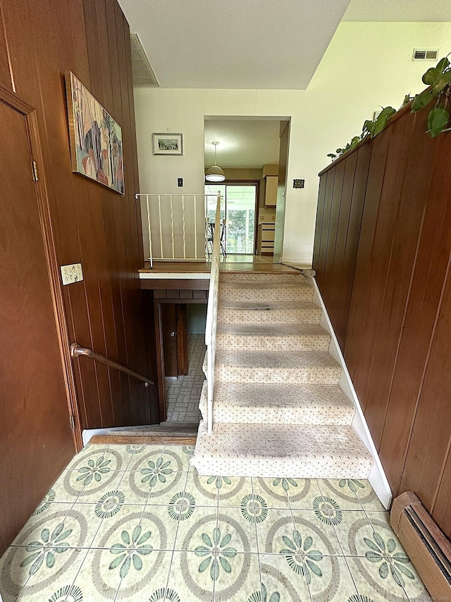 51 Westridge Dr, Avon, CT 06001 - staircase with a baseboard radiator and tile patterned floors