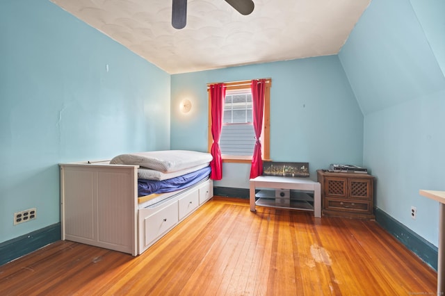 400 Norton Pkwy, New Haven, CT 06511 - bedroom with wood-type flooring, a ceiling fan, and lofted ceiling