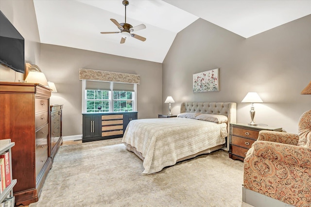 24 Windflower Ln, Shelton, CT 06484 - bedroom with vaulted ceiling, ceiling fan, and light carpet