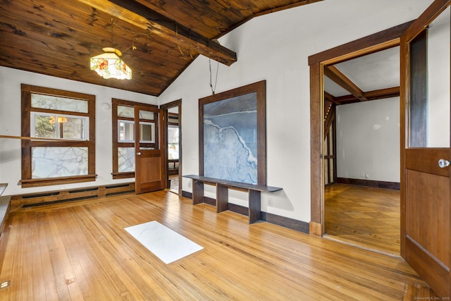 1276 N Ave, Stratford, CT 06614 - entrance foyer featuring hardwood / wood-style flooring, baseboard heating, and wooden ceiling