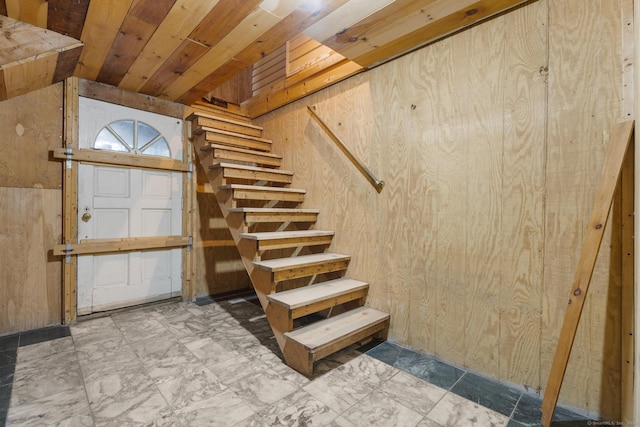1276 N Ave, Stratford, CT 06614 - stairway with wooden walls