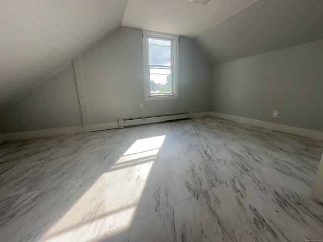 855 Thompsonville Rd, Suffield, CT 06078 - bonus room with a baseboard heating unit, marble look tiles, and lofted ceiling