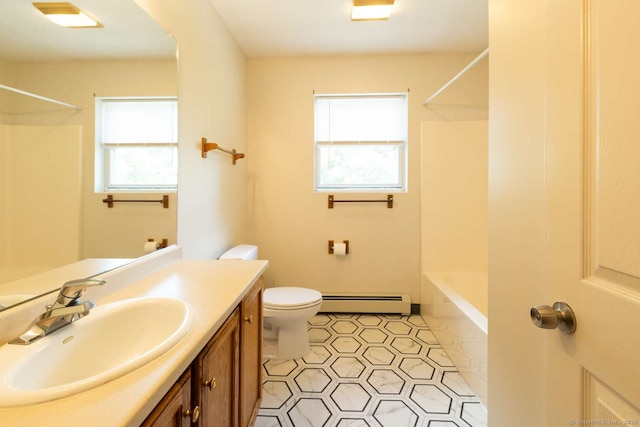 145 Manners Ave, Naugatuck, CT 06770 - full bathroom with a baseboard radiator, vanity, plenty of natural light, and shower / washtub combination