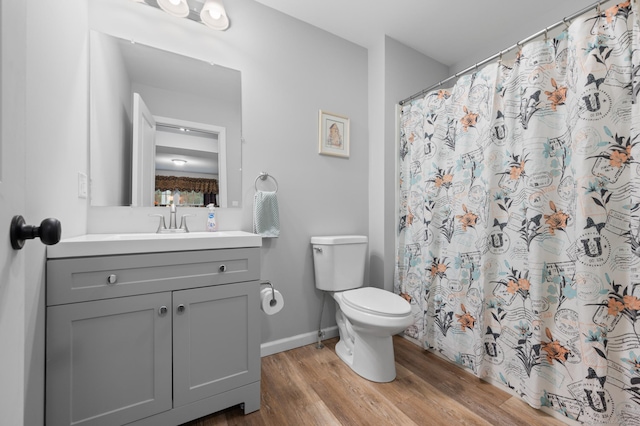 233 W Rd, East Haddam, CT 06420 - bathroom with vanity, wood finished floors, and a shower with shower curtain