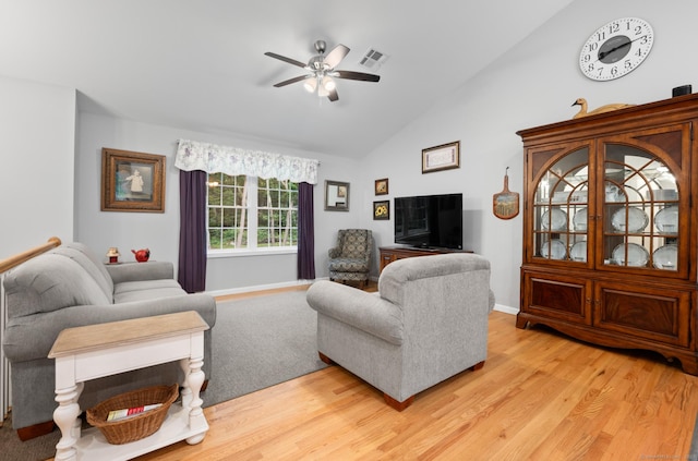 233 W Rd, East Haddam, CT 06420 - living room with a ceiling fan, light wood-style flooring, and high vaulted ceiling