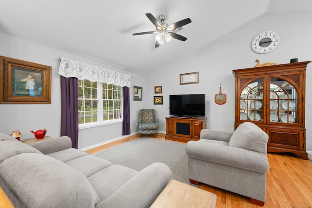 233 W Rd, East Haddam, CT 06420 - living area with light wood-type flooring, a ceiling fan, and high vaulted ceiling