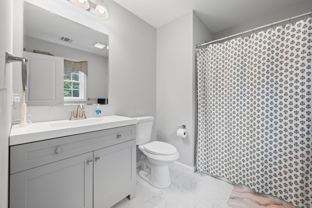 233 W Rd, East Haddam, CT 06420 - full bath with vanity, marble finish flooring, and a shower with shower curtain