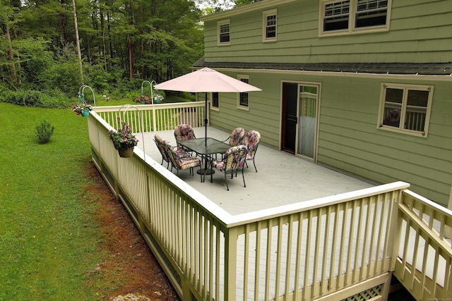 147 Smith Hill Rd, Winchester, CT 06098 - deck featuring outdoor dining space and a yard