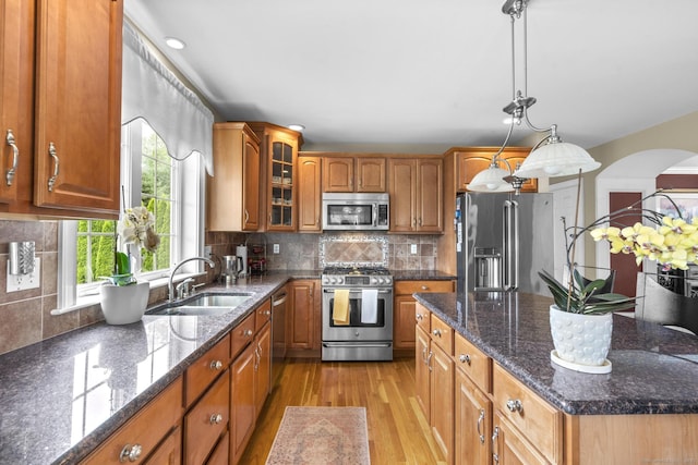 31 Crimson Hts, Portland, CT 06480 - kitchen featuring stainless steel appliances, light wood finished floors, brown cabinetry, and recessed lighting