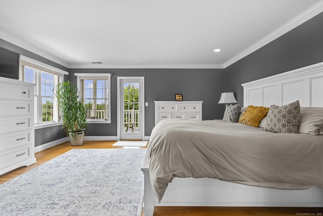 31 Crimson Hts, Portland, CT 06480 - bedroom with access to outside, ornamental molding, light wood-style floors, and recessed lighting