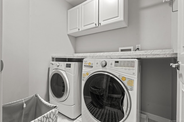 31 Crimson Hts, Portland, CT 06480 - laundry room featuring cabinet space, washing machine and dryer, and light tile patterned floors