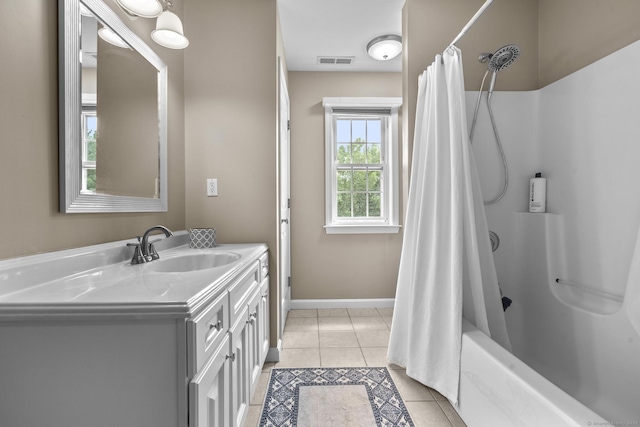 31 Crimson Hts, Portland, CT 06480 - bathroom with vanity, tile patterned flooring, and shower / bath combo with shower curtain