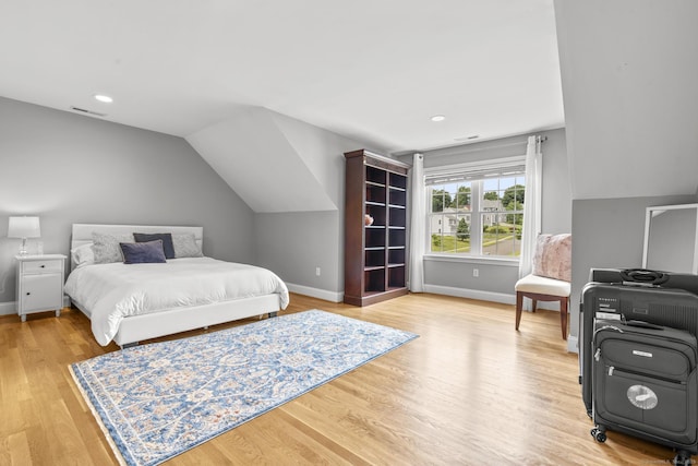 31 Crimson Hts, Portland, CT 06480 - bedroom with wood finished floors, vaulted ceiling, and recessed lighting