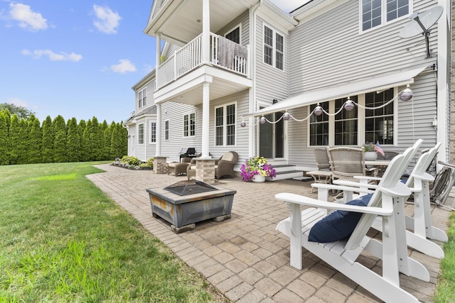 31 Crimson Hts, Portland, CT 06480 - patio / terrace with a patio area, a yard, a grill, a fire pit, and entry steps