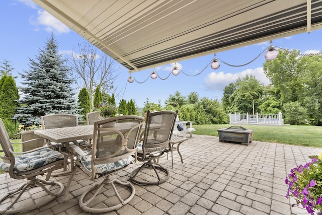 31 Crimson Hts, Portland, CT 06480 - view of patio featuring outdoor dining area and a fire pit