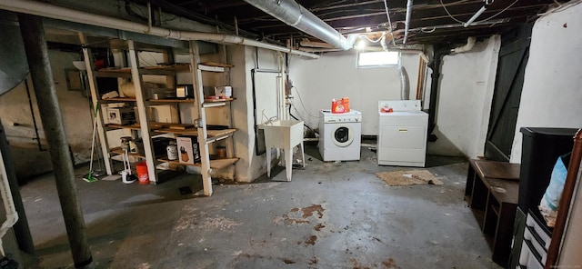 108 School St, Hamden, CT 06518 - basement with washer and dryer and a sink
