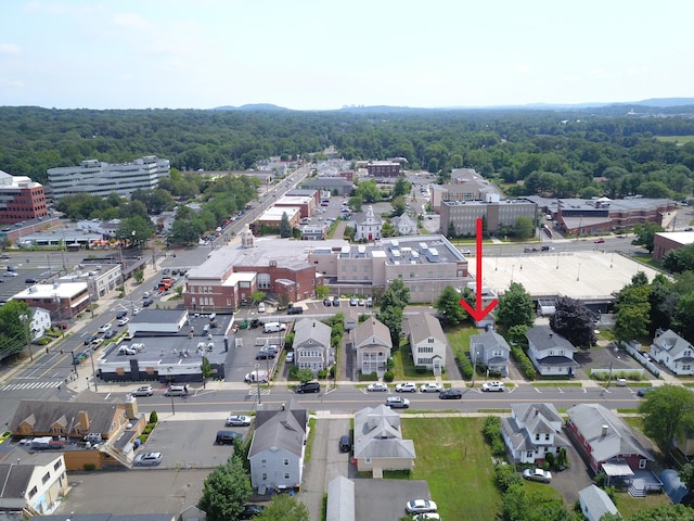 108 School St, Hamden, CT 06518 - aerial view of property and surrounding area featuring a heavily wooded area