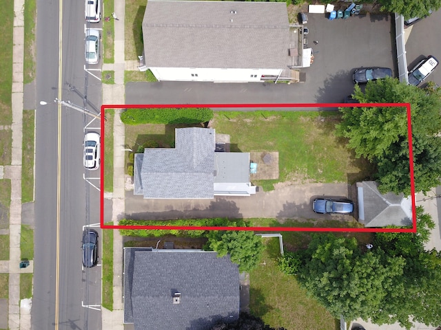 108 School St, Hamden, CT 06518 - aerial view of property and surrounding area with property parcel outlined