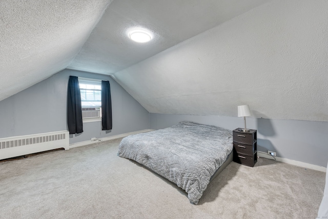 6 Rau Street Ext, Vernon, CT 06066 - carpeted bedroom featuring a textured ceiling, radiator heating unit, cooling unit, and lofted ceiling
