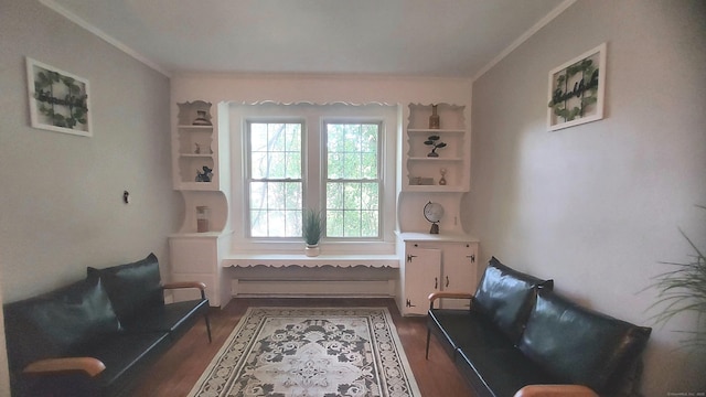 62 Park St, Stafford, CT 06076 - sitting room with dark wood-type flooring and crown molding