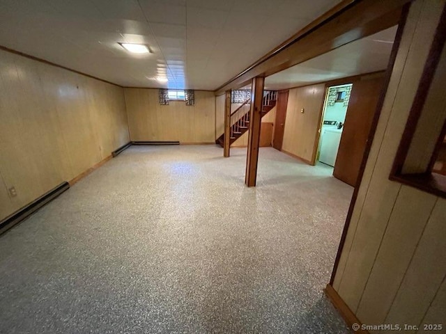 117 Lyons Rd, Bristol, CT 06010 - basement with stairway and washer / dryer