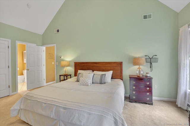 2 Kimberly Way, Marlborough, CT 06447 - bedroom featuring high vaulted ceiling, light carpet, and ensuite bathroom